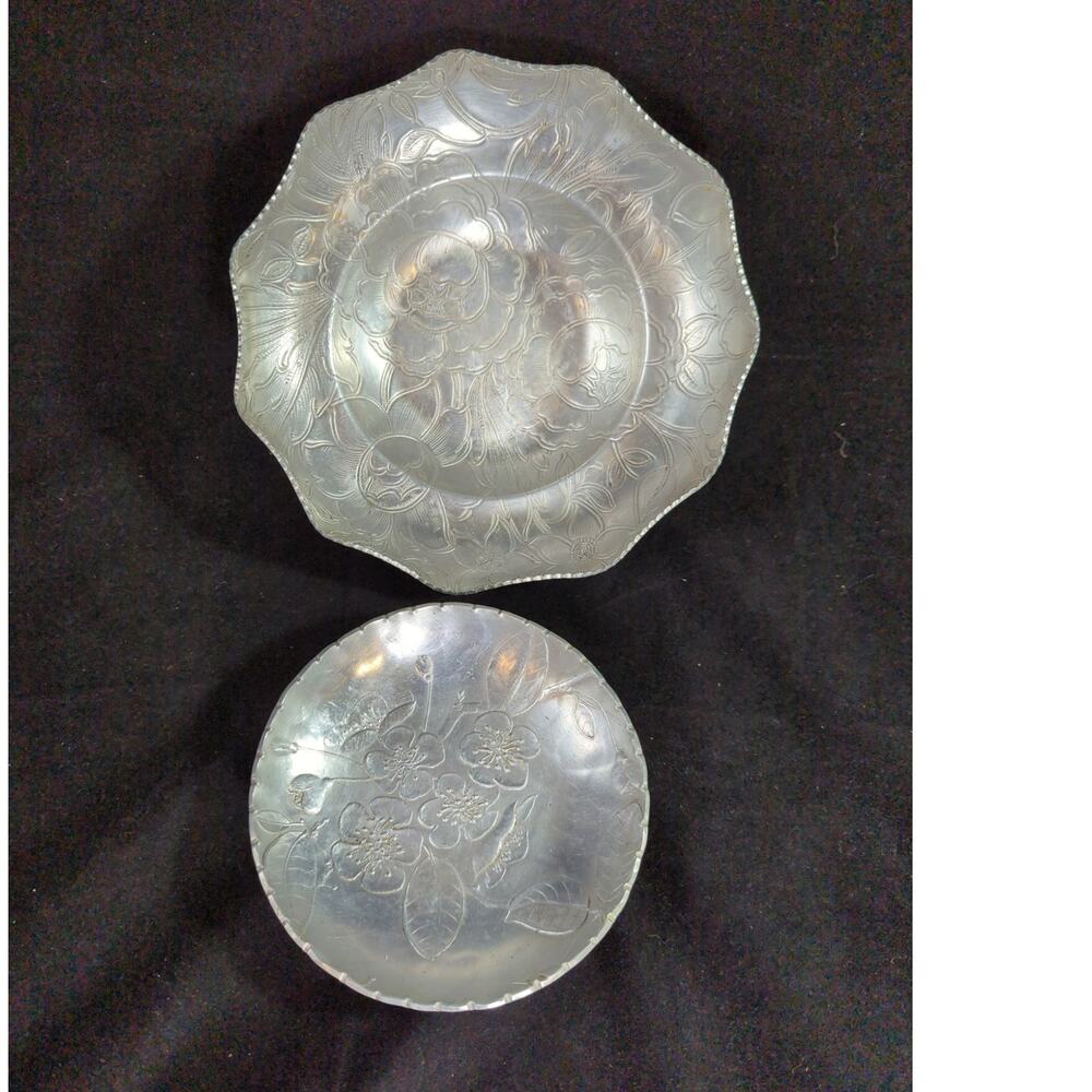 Vintage Hand Forged Aluminum Floral Bowls Wendell August, Wilson Specialties